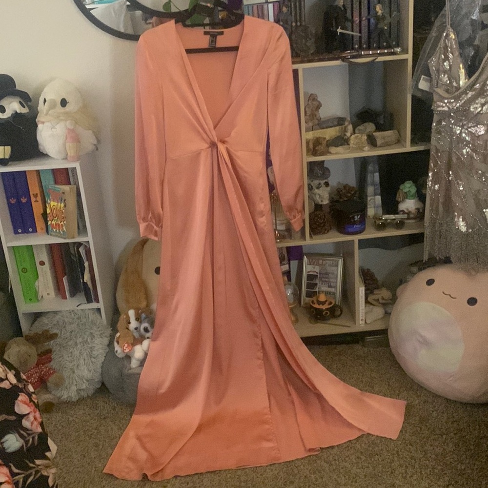 High slit satin nightgown style dress